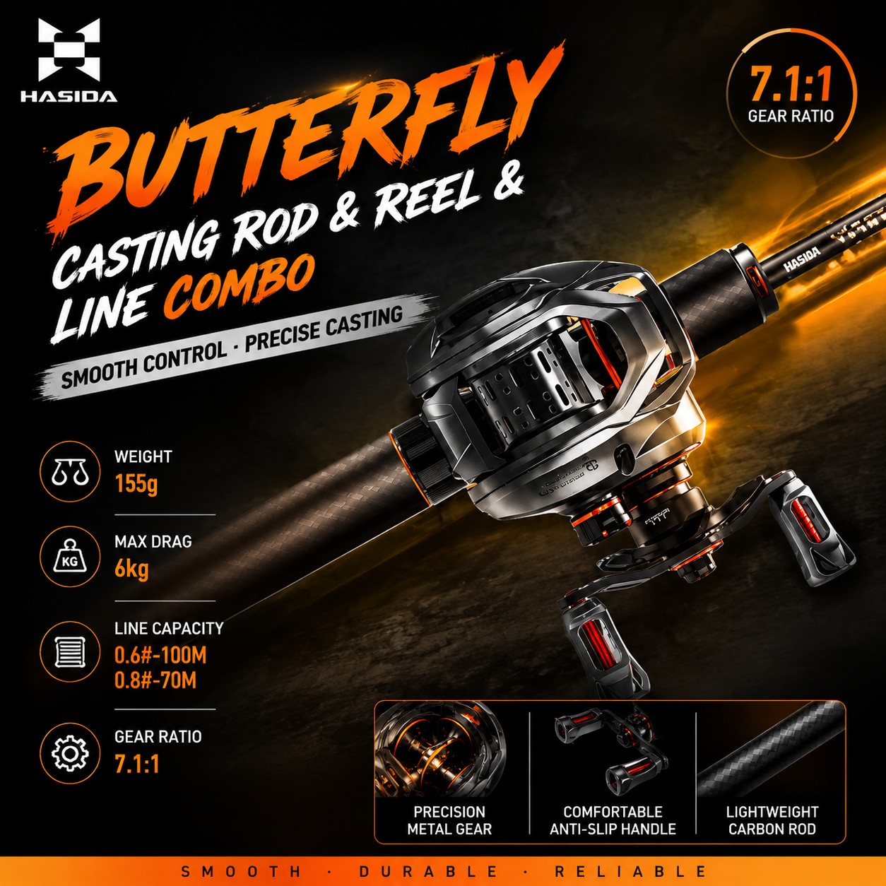 Fishing Rod Carbon Fiber - Zestaw wędkarski HASIDA BFS z włókna