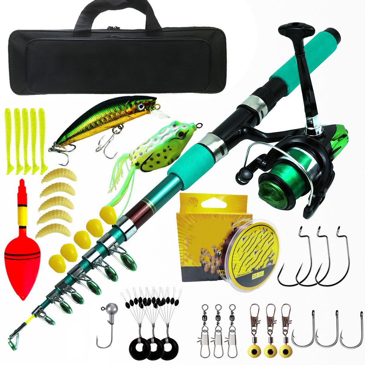 Fishing Rod Spinning - Przenośny Ultralekki Karpiowy Teleskopowy Zestaw Wędka